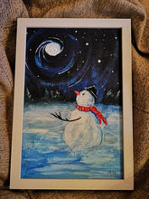 Заредете изображение във визуализатора на галерията – &quot;Снежко в нощта&quot; Анна Попова-Узунова Картина Акрилни Бои
