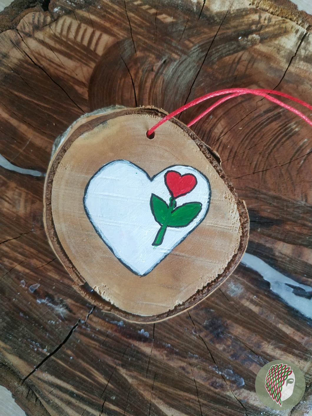 Дървена Рисувана Плочка Кръг S #8